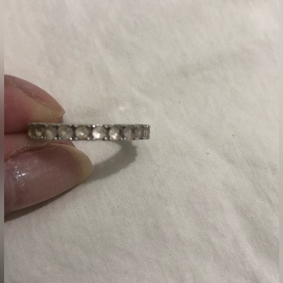 White Topaz Sterling Silver Eternity Band - Picture 1 of 11